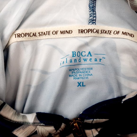 Boca Islandwear Mens Long Sleeve Hooded Zip Shirt Size XL Multicolor Floral - Picture 8 of 8